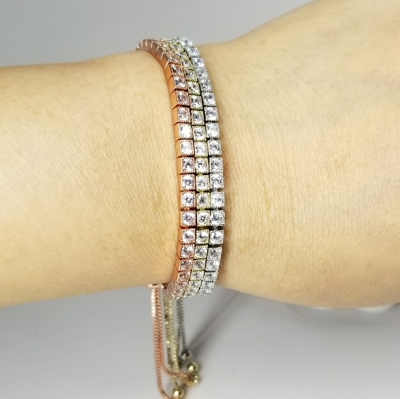 Bracelet / Anklet Pave CZ Diamond Slider NEW - Picture 7 of 11